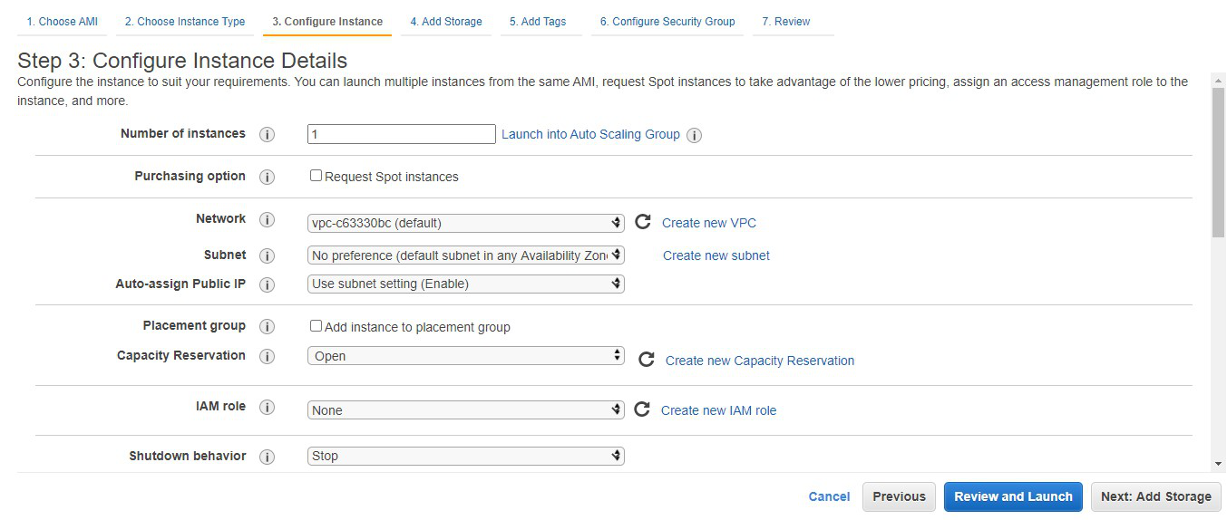 aws instance configuration