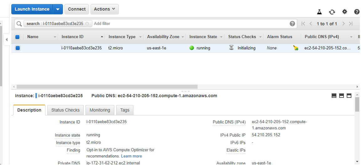 aws instance dashboard