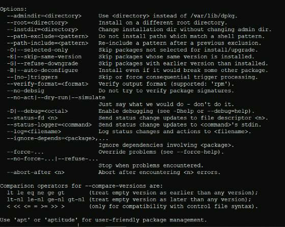 dpkg options