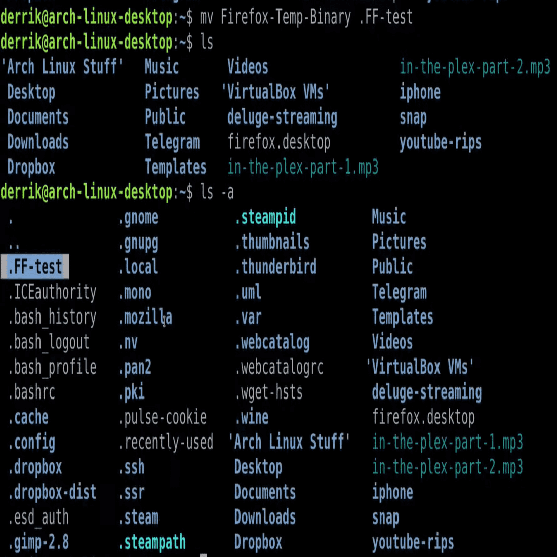 Command-line to  Hide Files in Linux