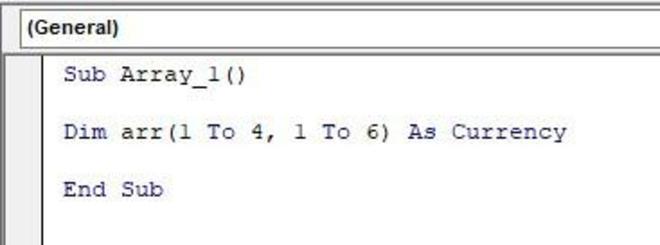 declaring multidimensional array in vba 