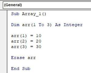 erase function in vba array 