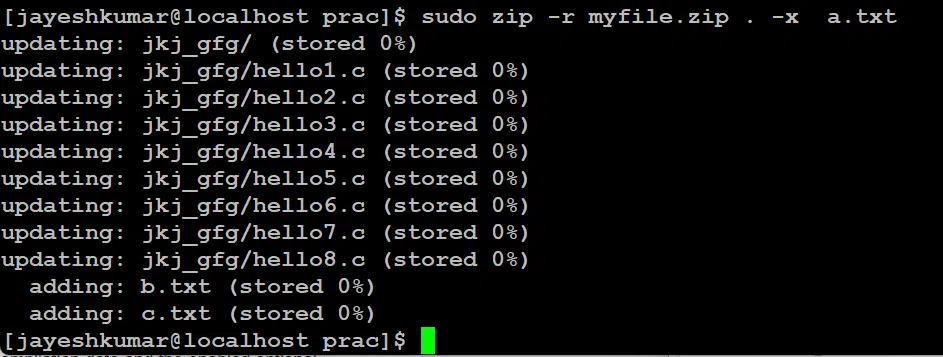 file copied recursively except one file we mentioned