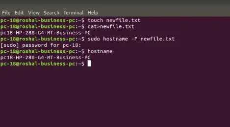 sudo hostname -F filename