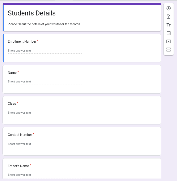 Create a Sample Google Form