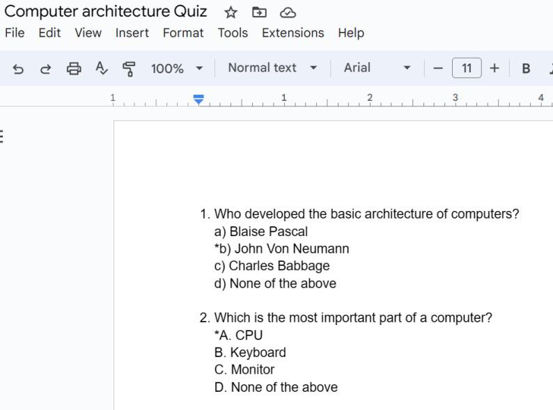 Import a Quiz from Google Doc into Google Form