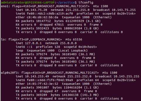 Finding IP Address in Linux Using `ifconfig`