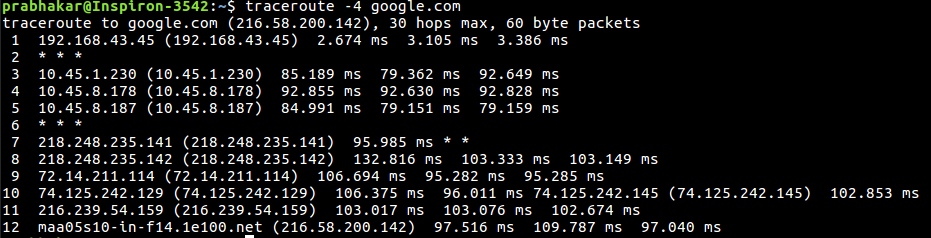 Using IPv4 With Traceroute