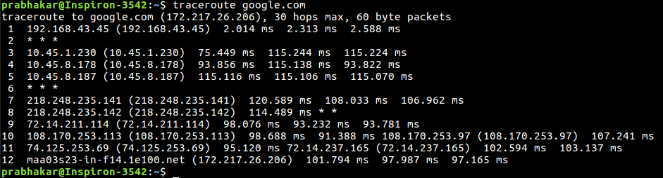 Basic Traceroute Usage