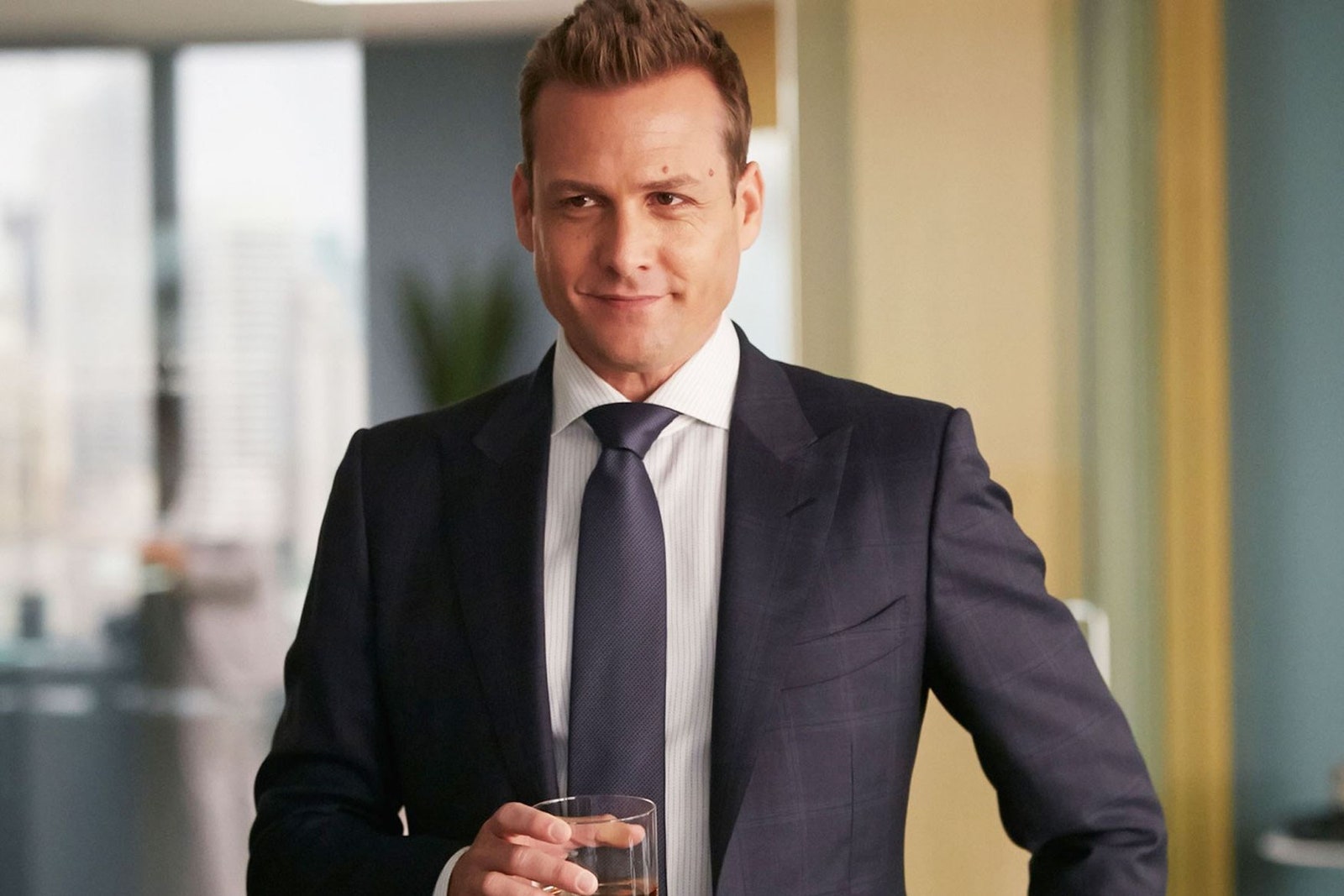 Image may contain Gabriel Macht Tie Accessories Accessory Clothing Overcoat Coat Apparel Suit Human and Person