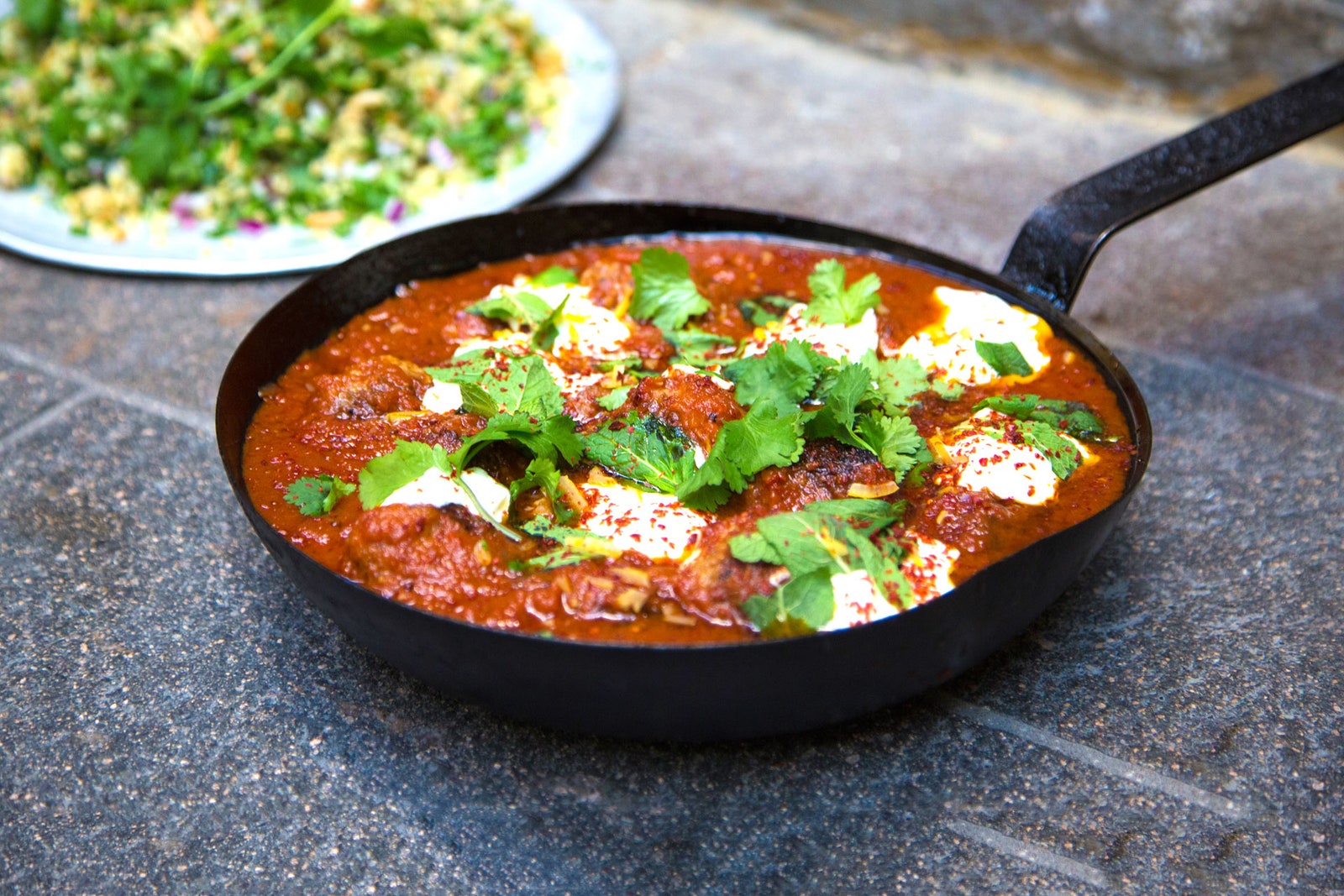 Image may contain Dish Food Meal Bowl Curry Pizza and Plant