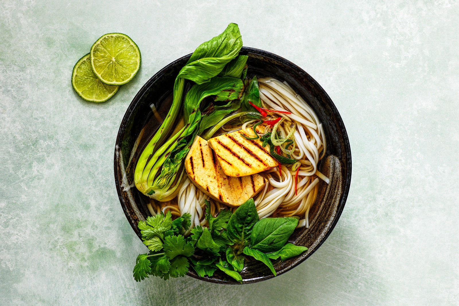 Image may contain Bowl Food Dish Meal Noodle Pasta Plant and Soup Bowl