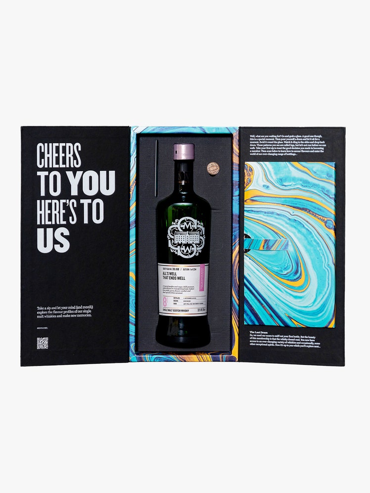 best gifts to buy for your dad by Jessie Atkinson for British GQ: Scotch Malt Whisky Society annual subscription with whisky bottle