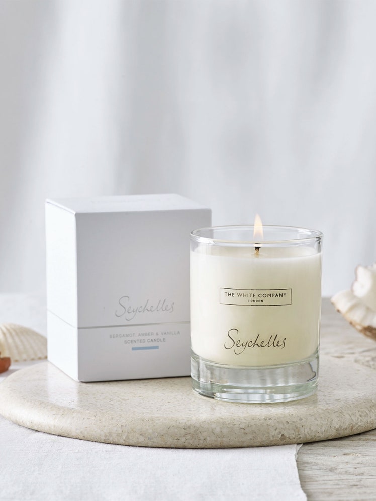 The White Company Seychelles candle reviewed for GQ’s guide to the best scented candles