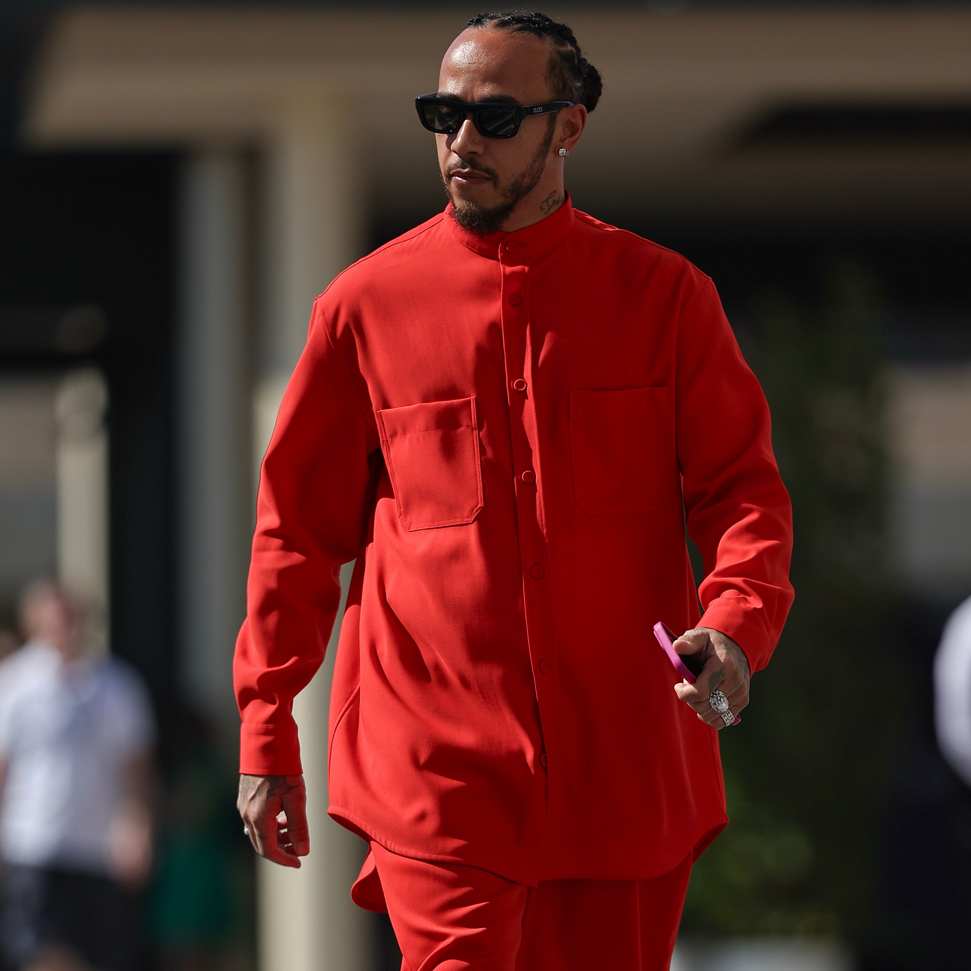 For his last weekend in a Mercedes, Lewis Hamilton went for some Ferrari-coded menswear