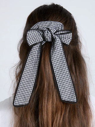 Damson Madder Gingham Bow Scrunchie