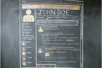 chalkboard mockup of facebook page