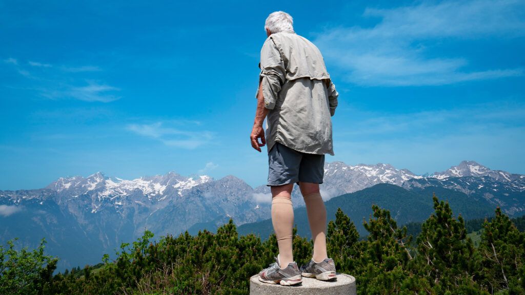 A man hiking.