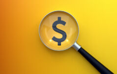 Searching Magnifier Glass Dollar, Dollar Icon Under Magnifying Glass