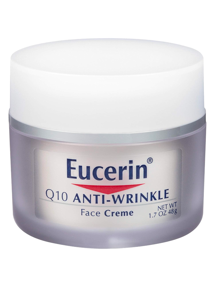 Eucerin Q10 Anti-Wrinkle Sensitive Skin Face Creme on a white background