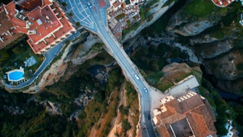 Village bridge over canyon