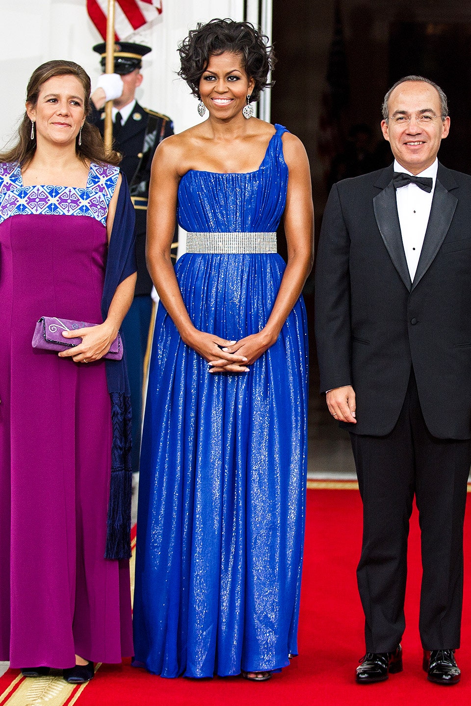 Image may contain Margarita Zavala Michelle Obama Felipe Calderón Human Person Fashion Tie Accessories and Accessory