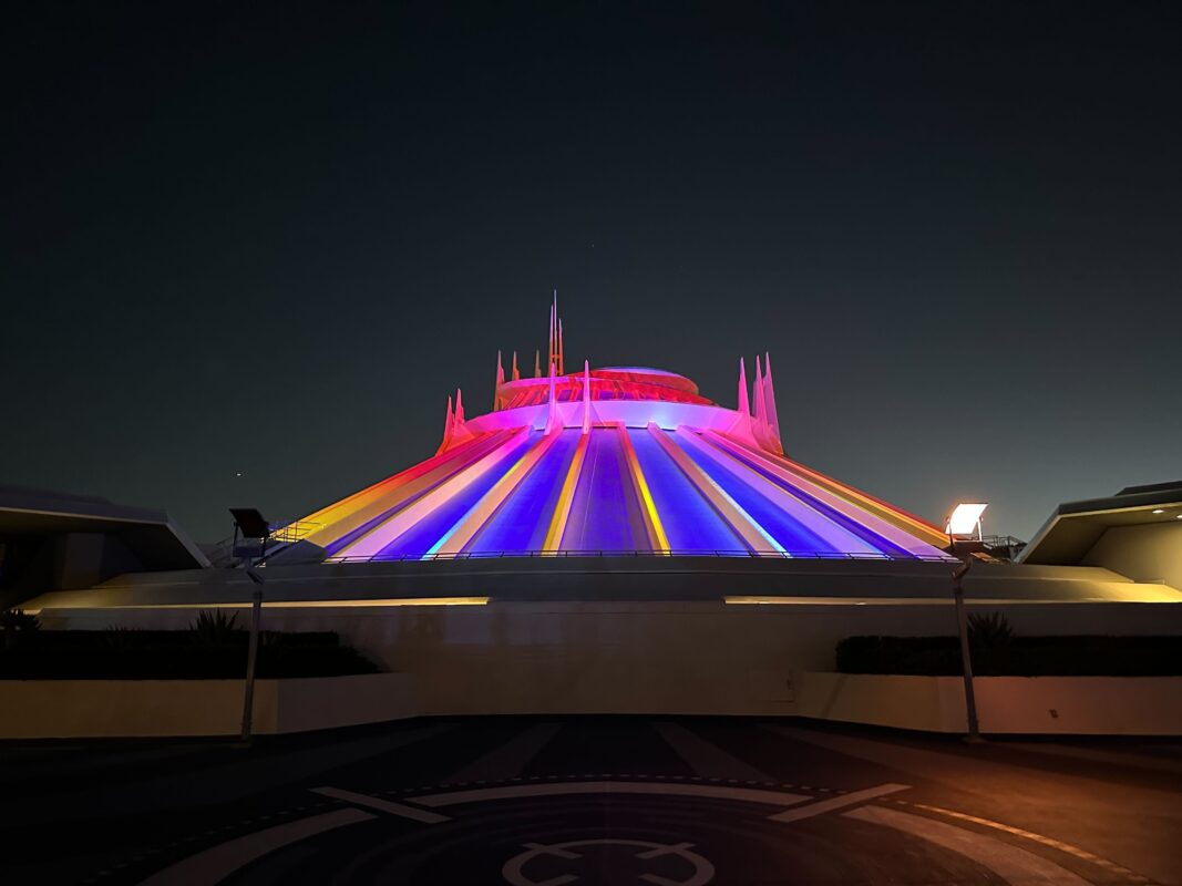 Space Mountain at Disneyland with projection mapping