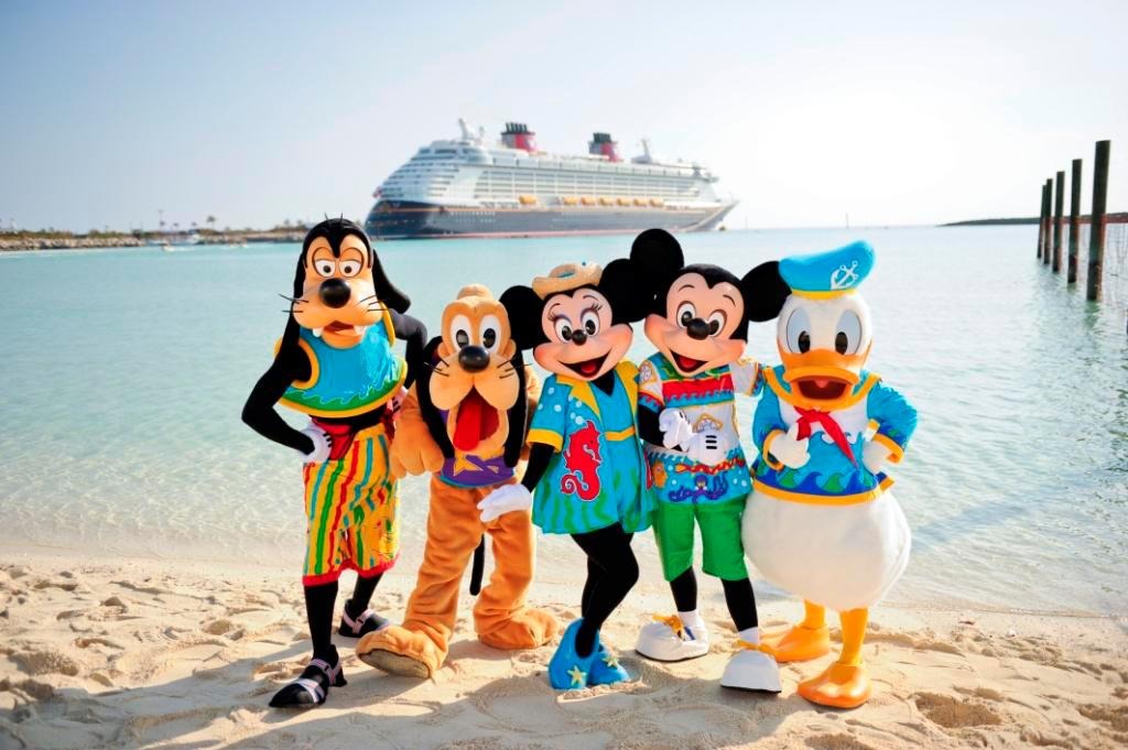 Mickey & Friends on Castaway Cay in old outfits