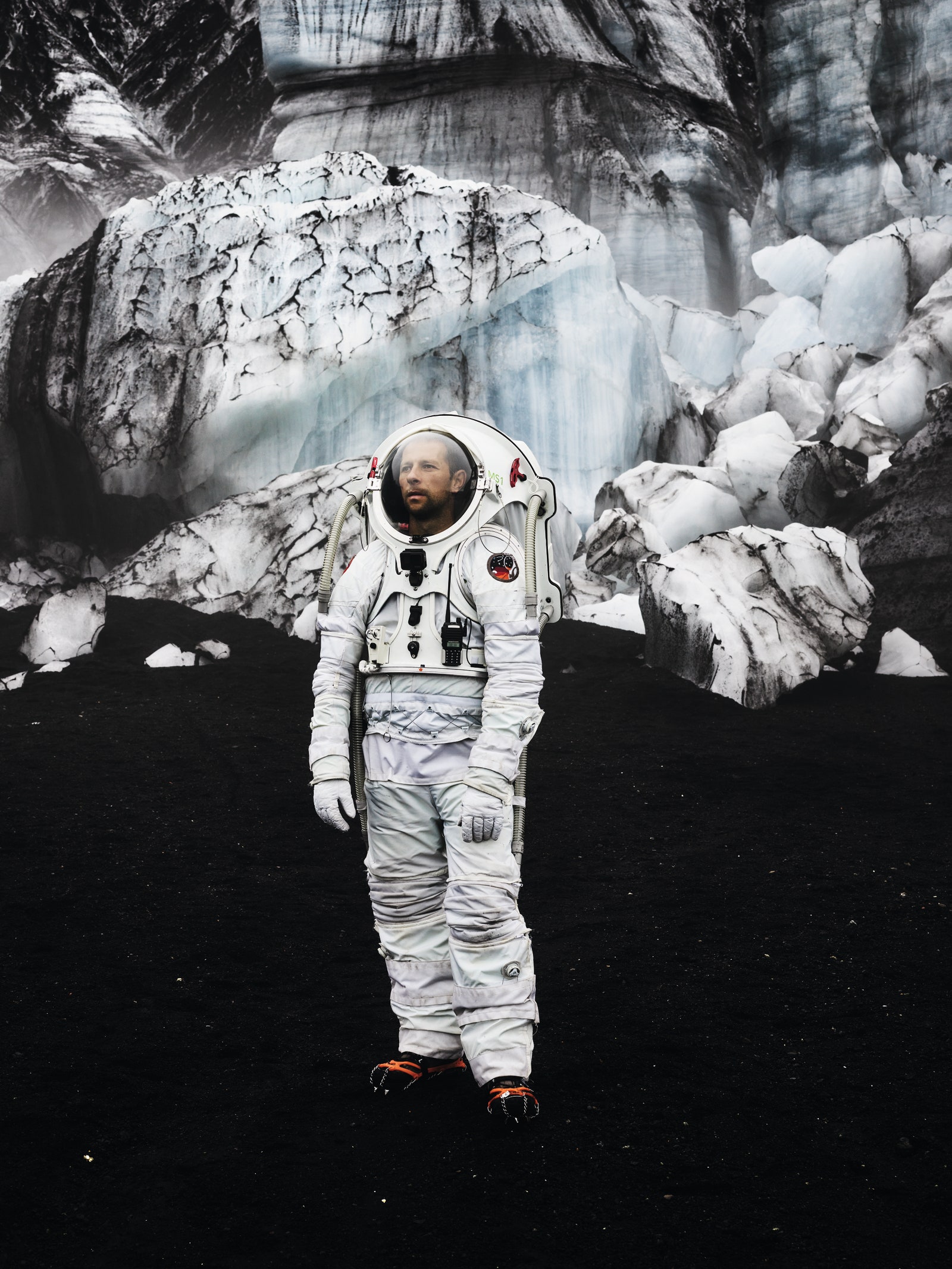 Image may contain Human Person Helmet Clothing Apparel and Astronaut