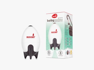 Rockit Rocker a small white rocketshaped device with black base and box packaging