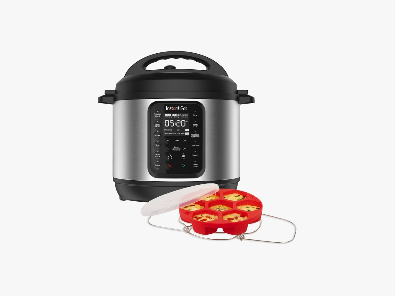 Instant Pot 6 qt 9-in-1 Pressure Cooker in black and silver