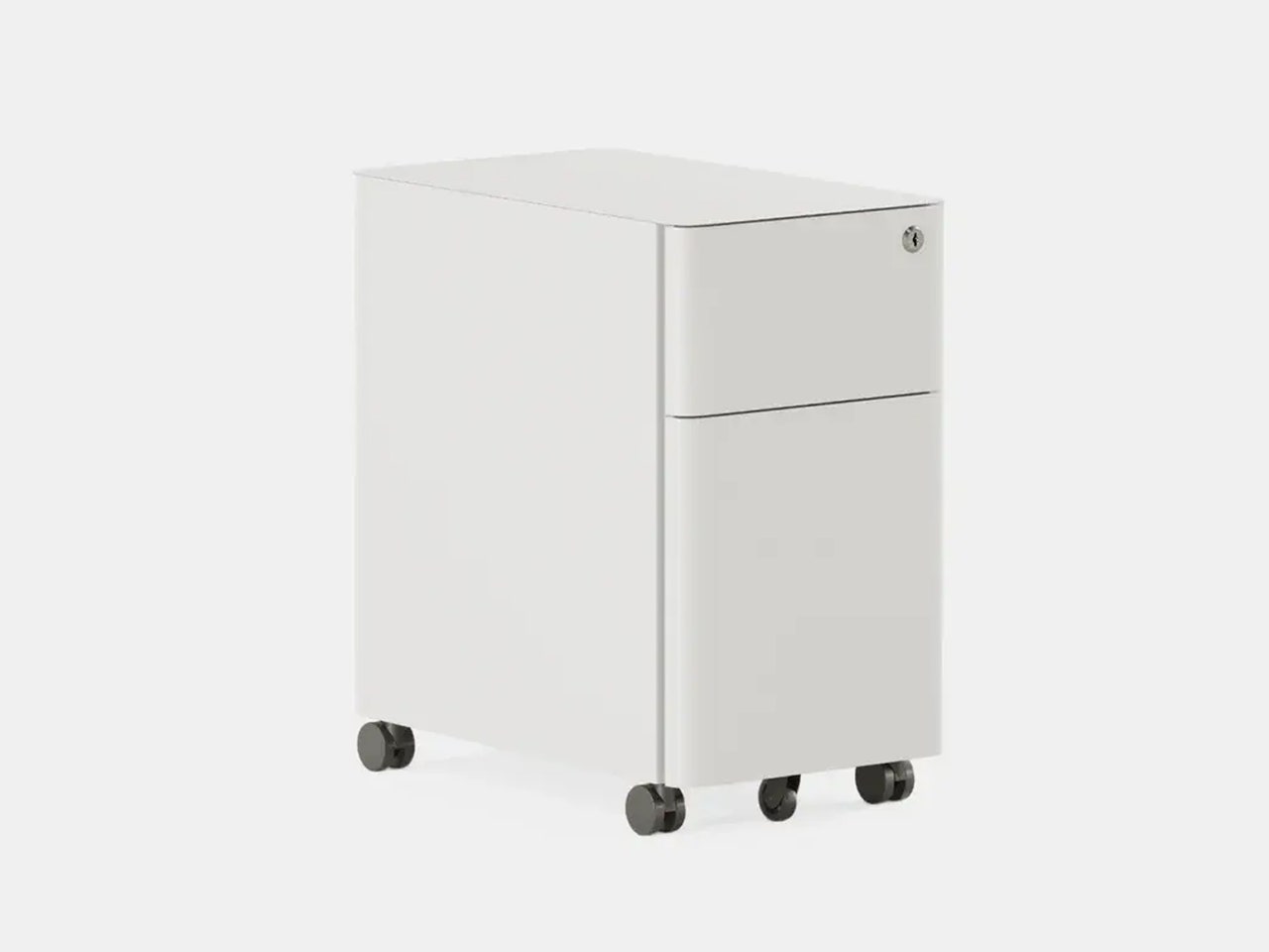 Branch Small Filing Cabinet, small rectangular white cabinet with wheels