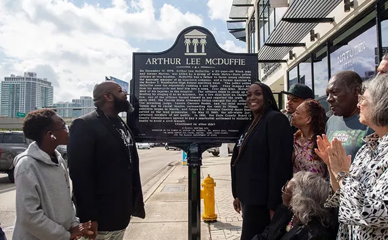 Image: Plaque Honoring Arthur McDuffie, Victim of 1979 Police Killing, Damaged in Apparent Accident