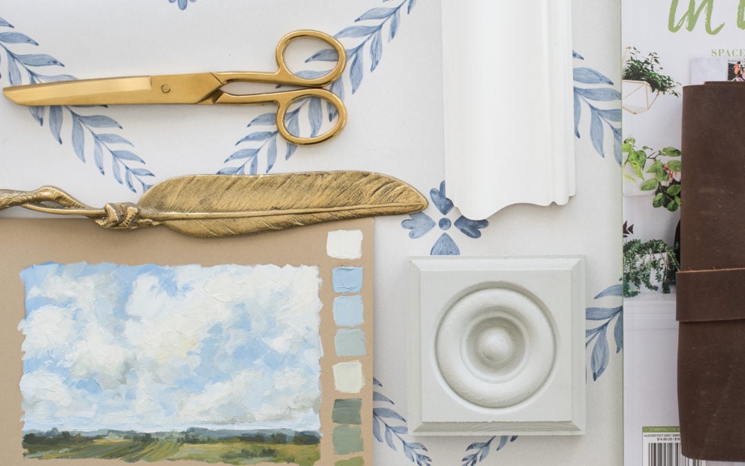makeover in a month | blue and white wallpaper in the home office