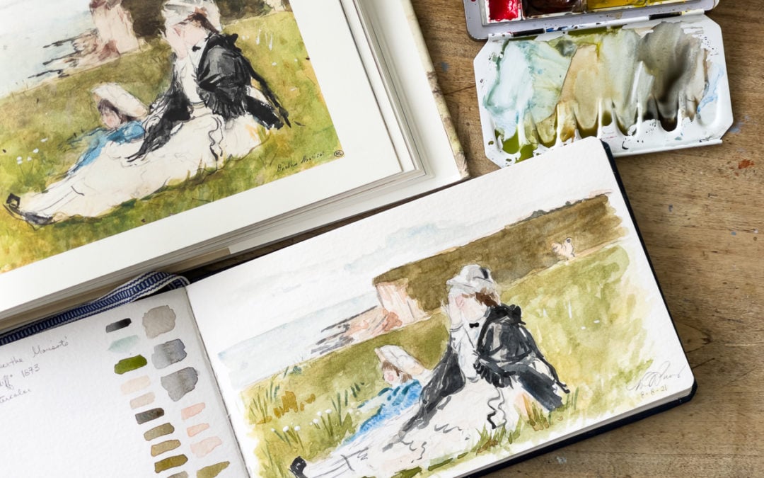 watercolor tutorial | study of Berthe Morisot’s “On the Cliff”