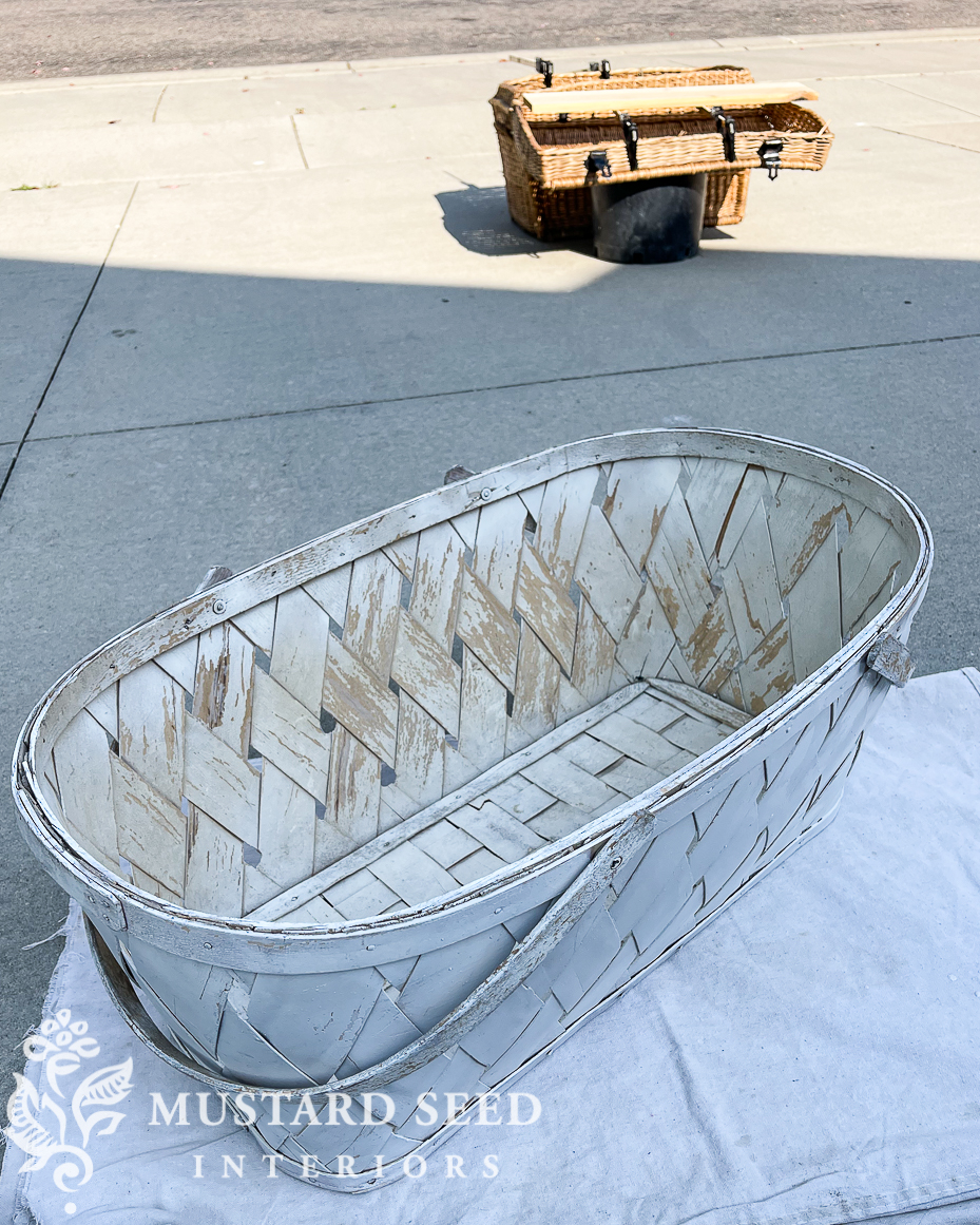painting a vintage splint basket | miss mustard seed