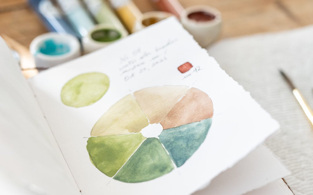 making color wheels with homemade watercolor paints