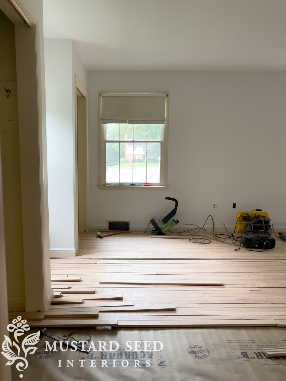 installing hardwood floors | primary bedroom renovation | miss mustard seed