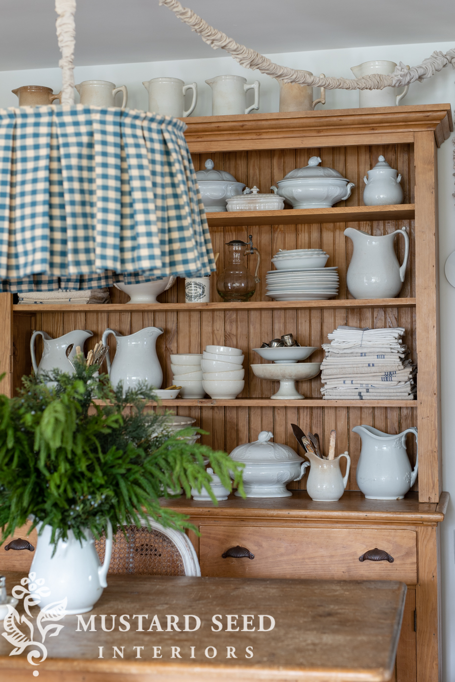 adding new shelf to antique hutch | miss mustard seed