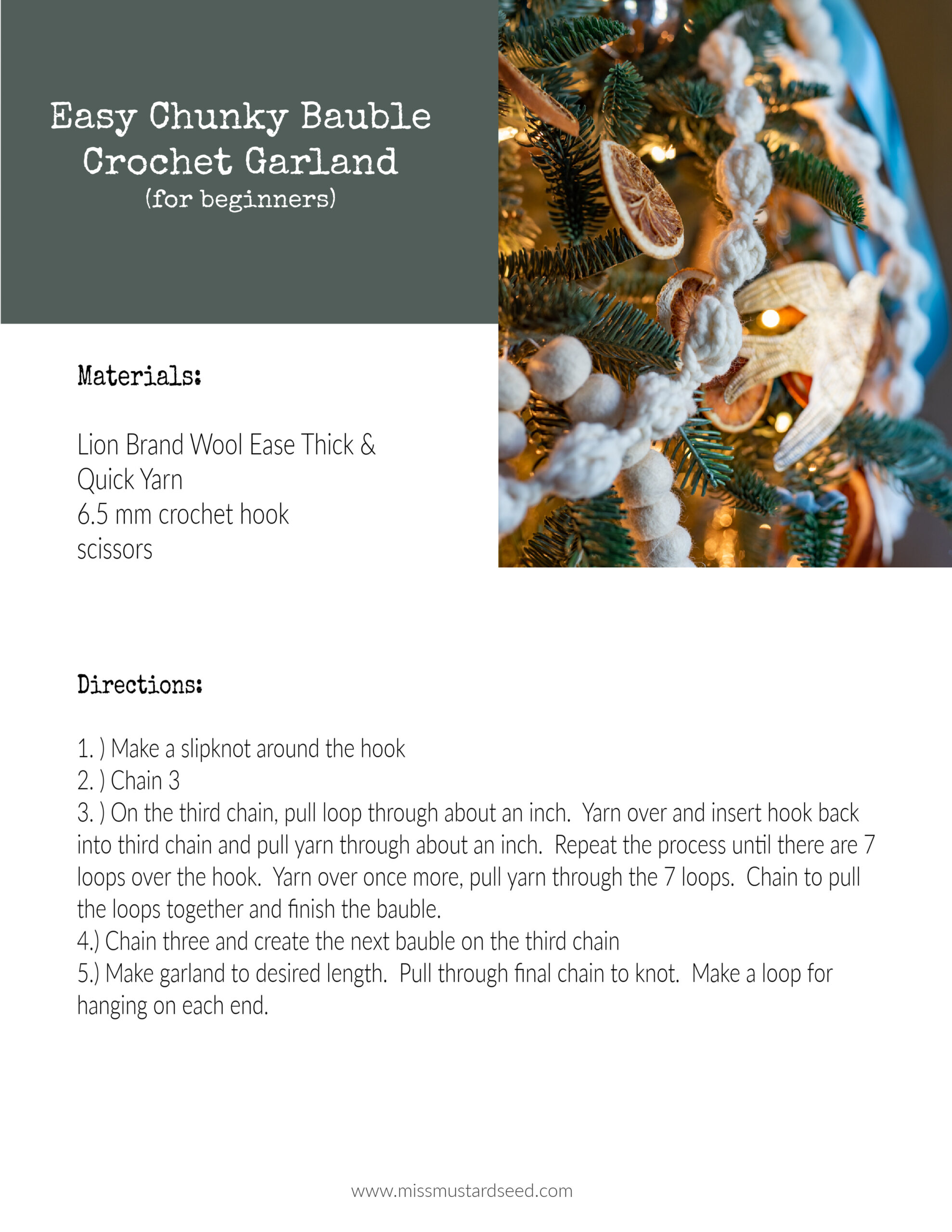 chunky crochet bauble garland tutorial | miss mustard seed