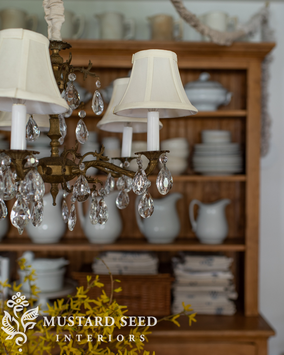 antique crystal chandelier with shades | miss mustard seed