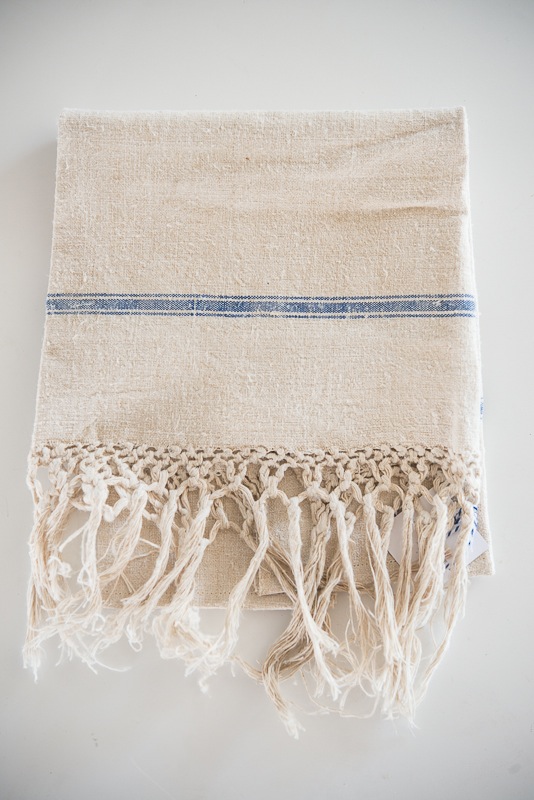antique blue white toweling | miss mustard seed