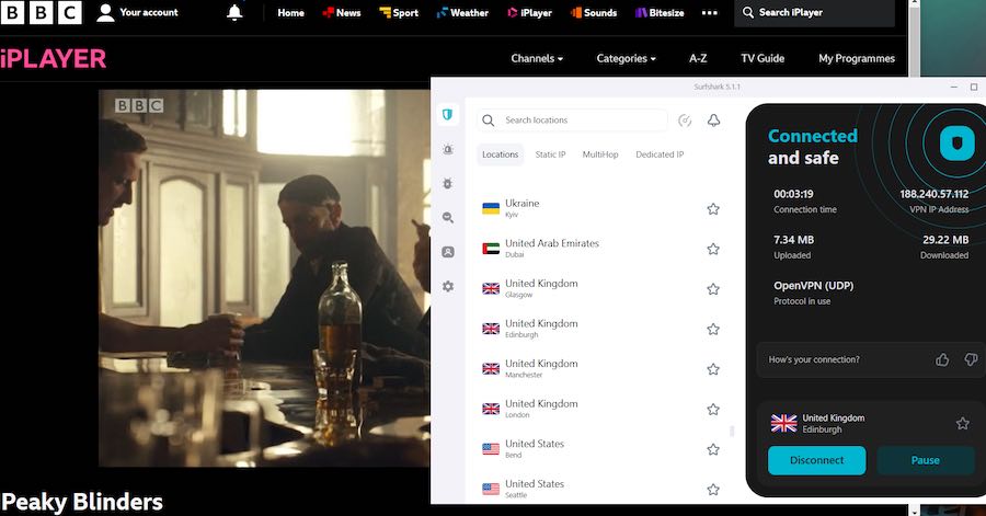 Surfshark with BBC iPlayer