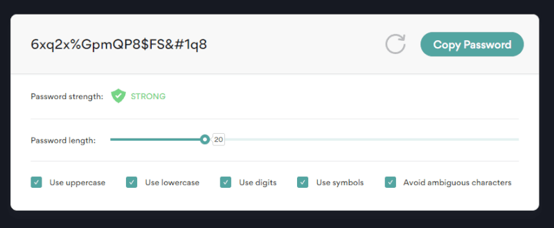 NordPass password generator