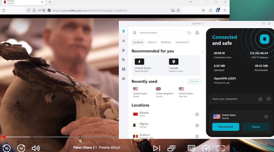 Surfshark vs IPVanish with Netflix