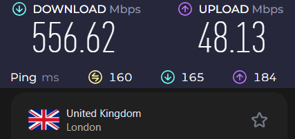 Surfshark download speeds vs NordVPN