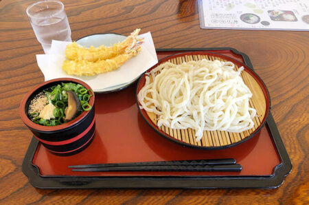 手打ちうどん 田じま　上えび天ぷらざるうどん