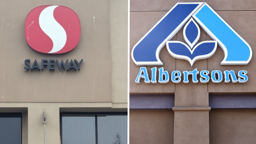 Image: At left, the Safeway logo is displayed at one of the Shoreline stores on Wednesday, Nov. 27,...