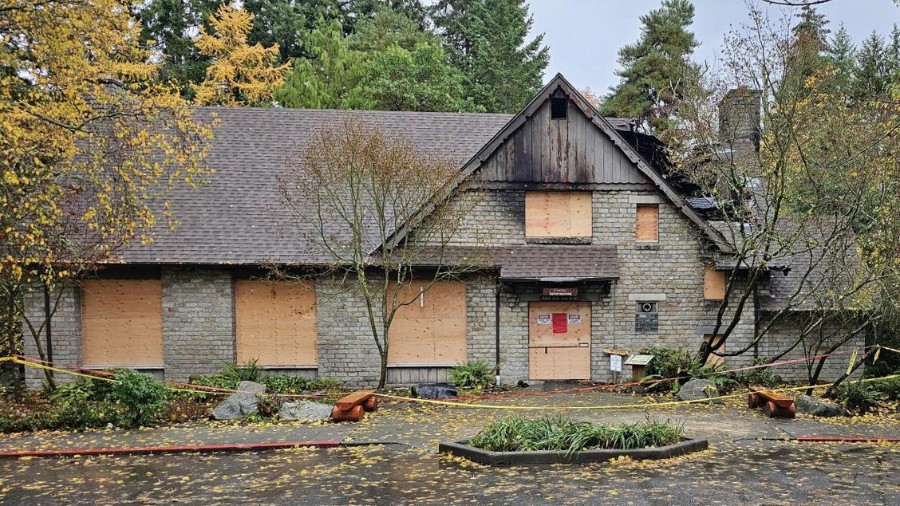 Image: The lodge at Camp Long in West Seattle dates to the early 1940s; it was struck by an arsonis...