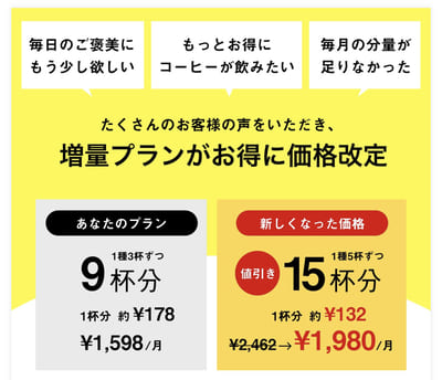 ポストコーヒーの価格改革